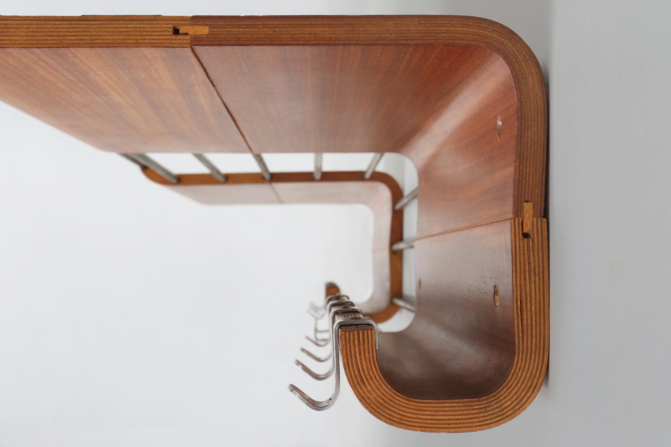 Mid-century coatrack by De Coene in bent plywood, Belgium 1960thumbnail